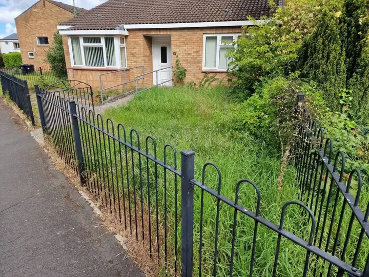 Overgrown front garden in Bristol before Bristol Fresh Clean garden tidy-up